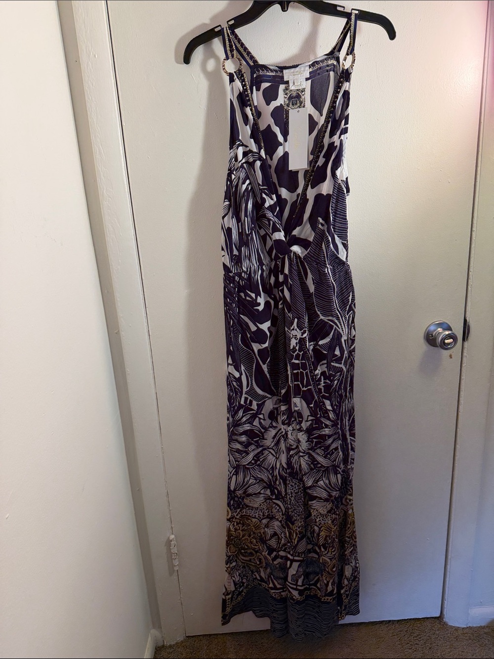 Camilla Black, White and Gold Printed Maxi Dress - Picture 1 of 6